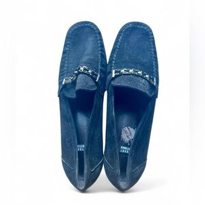 Vintage 80-90s Stuart Weitzman Loafers with Black Stones, Size 9B